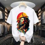 Rhythmic Legends: Iconic Bob Marley Tribute Artistic Tee