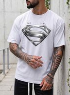 Iconic Metal Crest: Man of Steel Heritage Graphic Tee